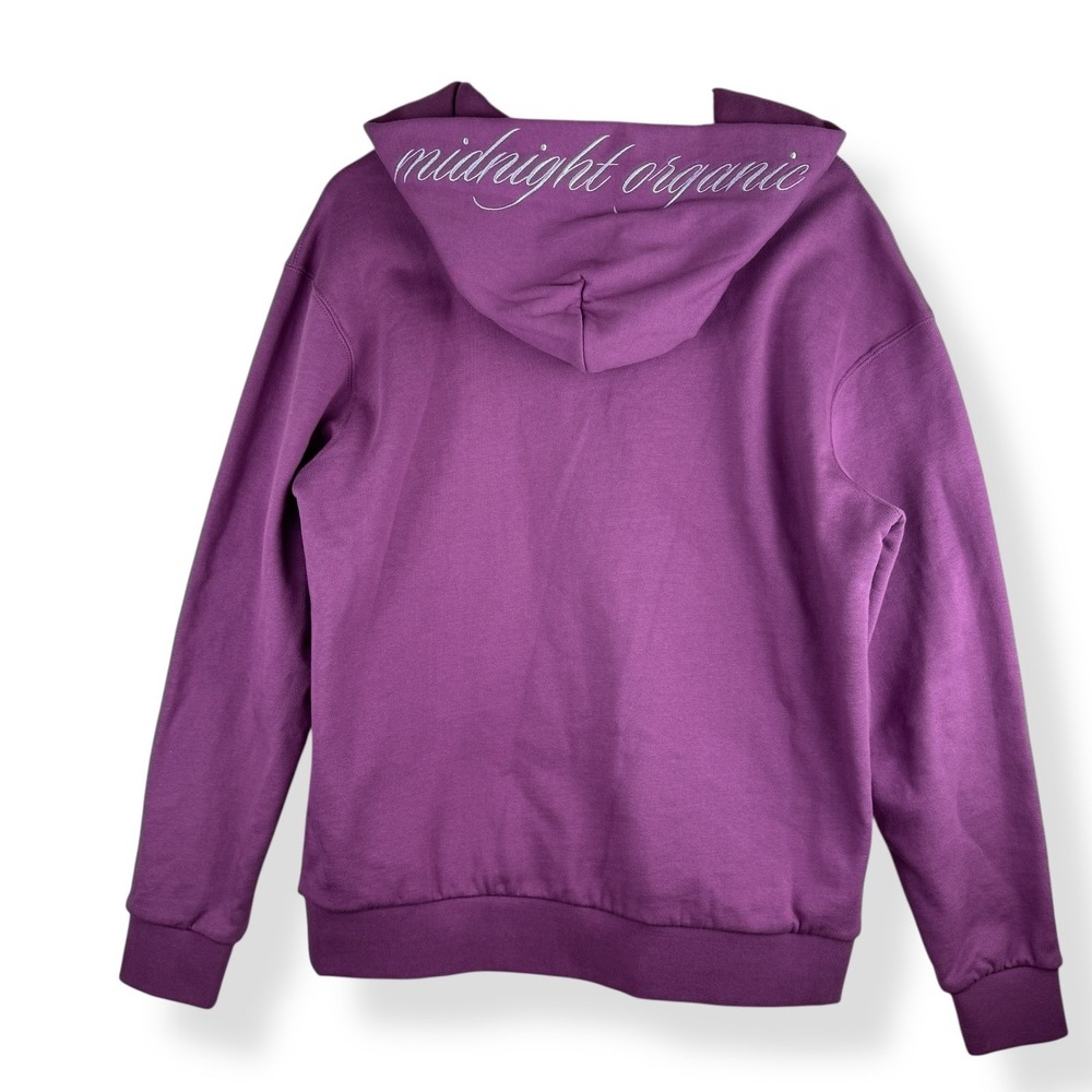 Midnight Organic Embroidered Purple Hoodie Mens Size M Larry June Sweatshirt